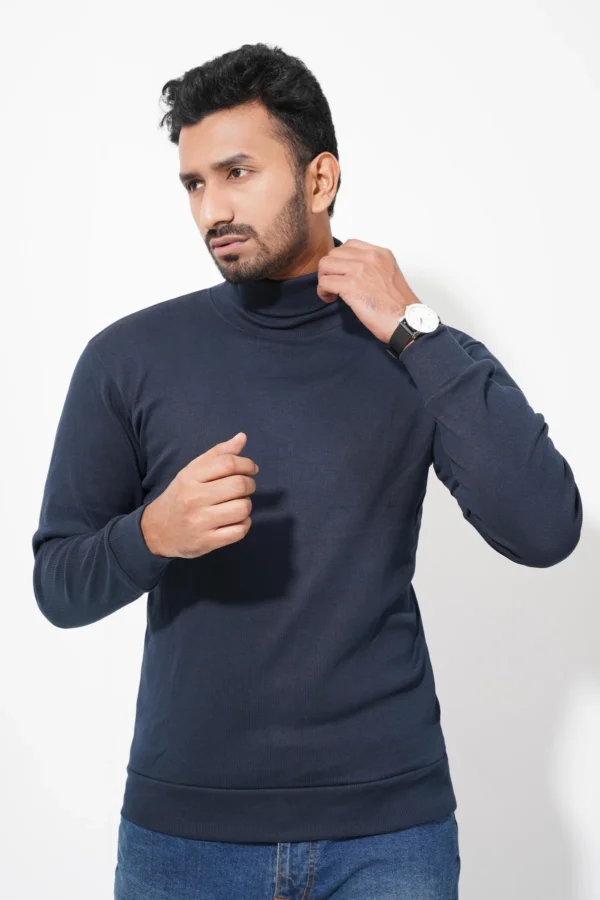 High Neck Sweater (Navy Blue) - Image 2